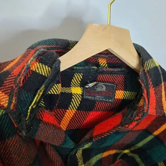 Vintage Johnson Woolen Mills Jacket Mens Tartan Plaid Hunting Wool
